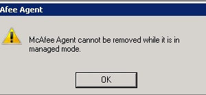 mcafee agent error