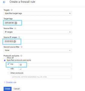 firewall rule ingress tcp 22