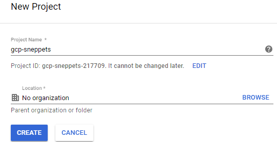 create gcp project