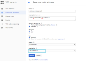 reserve static ip address