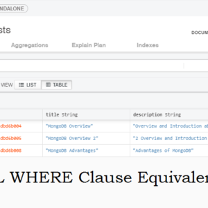 SQL where clause equivalents MongoDB