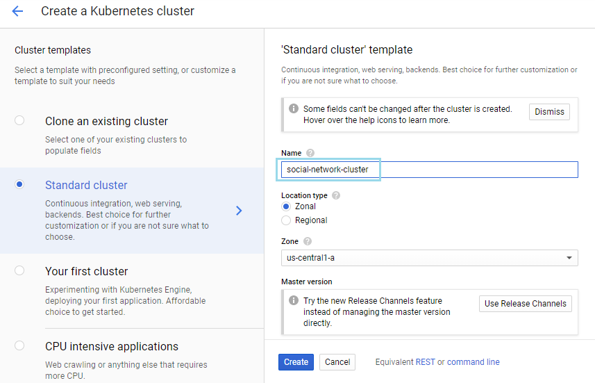 create kubernetes cluster