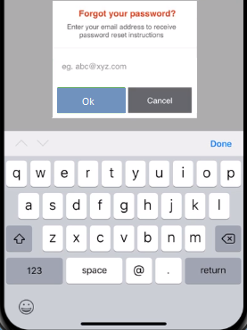 forgot password done toolbar keyboard ios