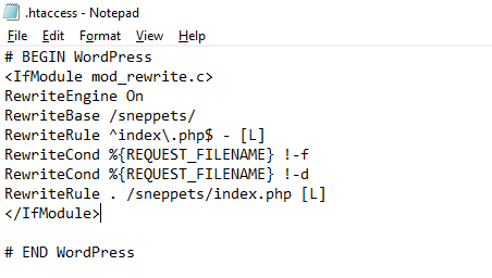 Default .htaccess file for Wordpress website