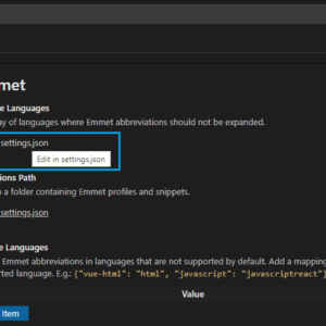 Emmet in Visual Studio Code not working settings json