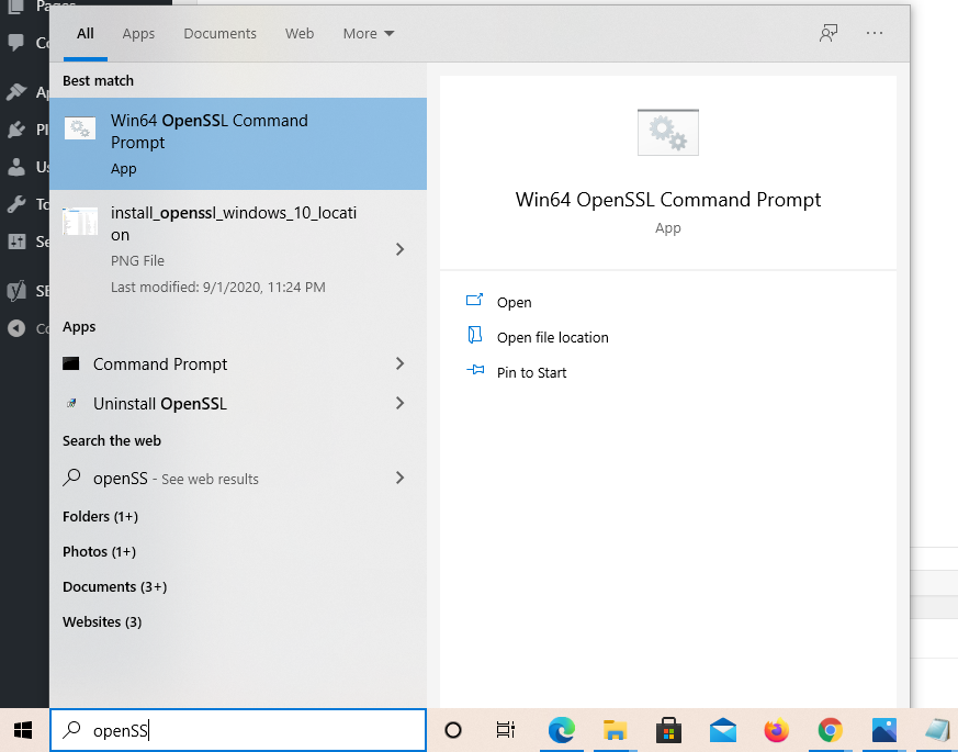 install OpenSSL in Windows 10 64-bit OpenSSL Prompt