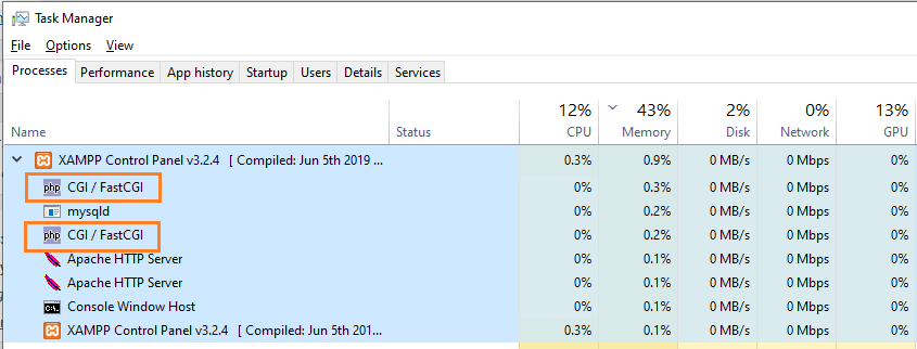 PHP FPM - Check if Installed and Running verify task manager