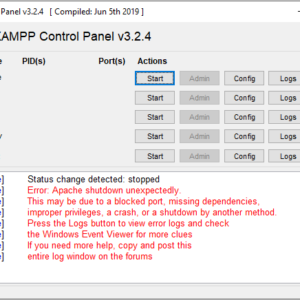 XAMPP Error: Apache shutdown unexpectedly