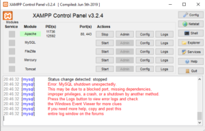 XAMPP Error: MySQL shutdown unexpectedly
