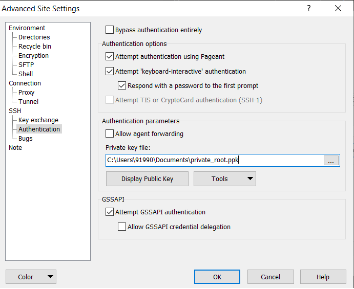 connect VM using private key and SFTP in WinSCP