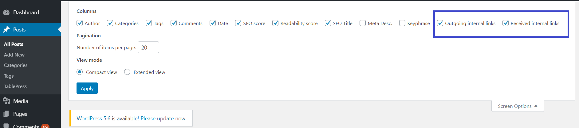 Incoming links are not getting displayed in WordPress dashboard