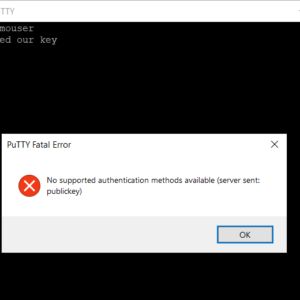 Putty Fatal Error No supported authentication methods available