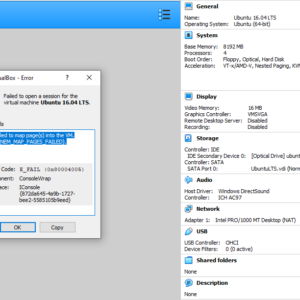 virtualbox fails open session with verr nem map pages failed