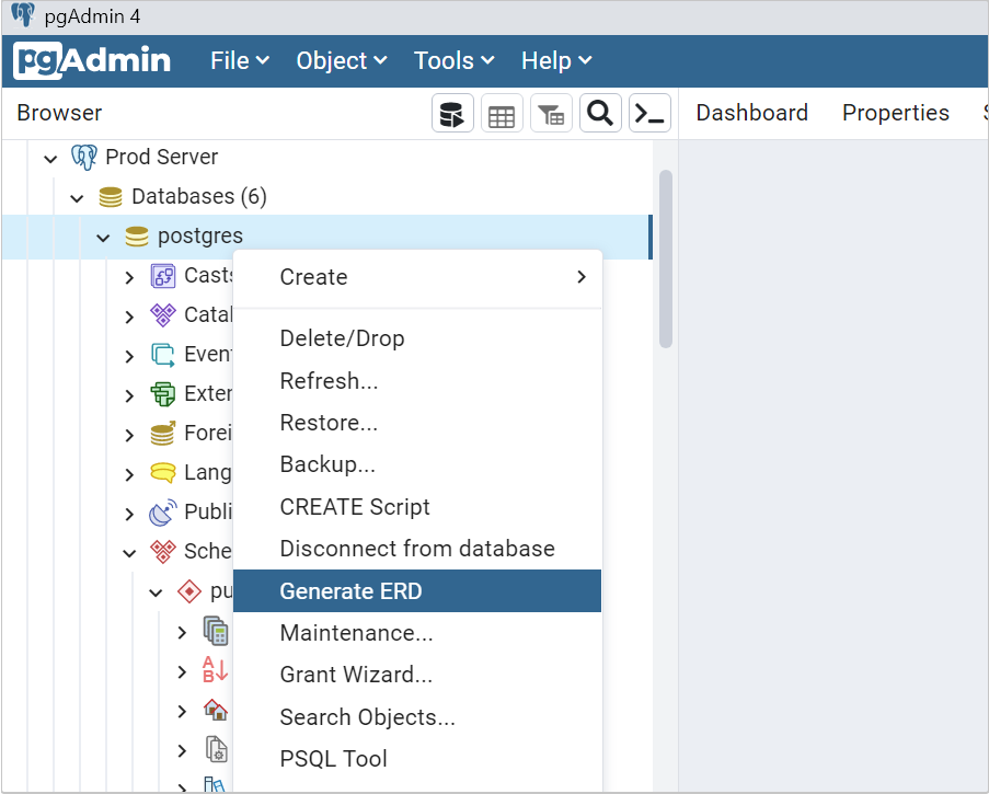 Database Visualization in PostgreSQL PgAdmin