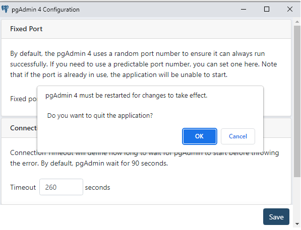 quit pgAdmin 4 server could not be contacted